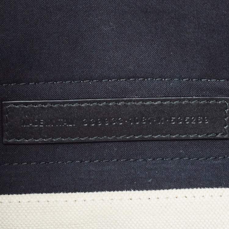 Pre Owned Balenciaga Black/Off White Canvas and Leather Small Cabas Tote