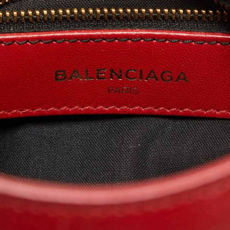 Pre Owned Balenciaga Red Leather Mini Classic Metallic Edge City Bag