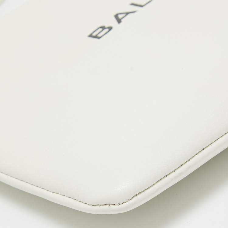 Pre Owned Balenciaga White Leather Zip Pouch