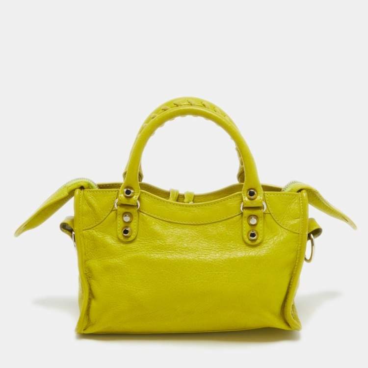 Pre Owned Balenciaga Curry Leather Mini Classic City Bag
