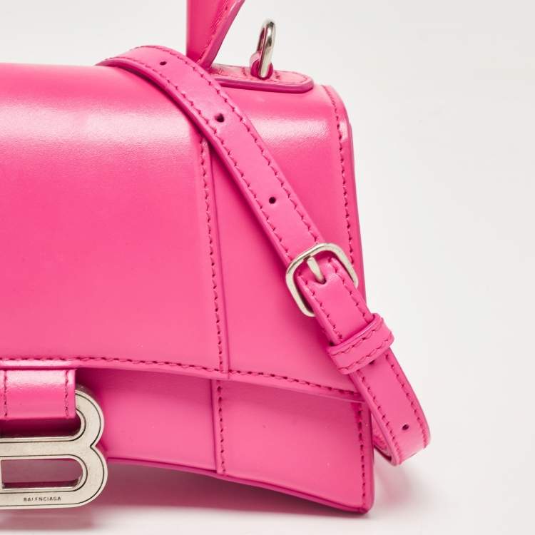 Pre Owned Balenciaga Pink Leather XS Hourglass Top Handle Bag