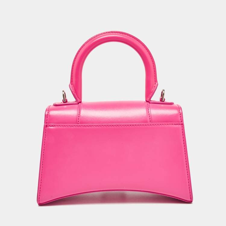 Pre Owned Balenciaga Pink Leather XS Hourglass Top Handle Bag
