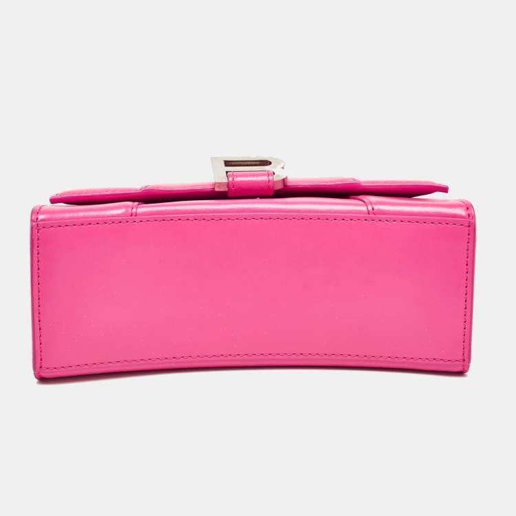 Pre Owned Balenciaga Pink Leather XS Hourglass Top Handle Bag