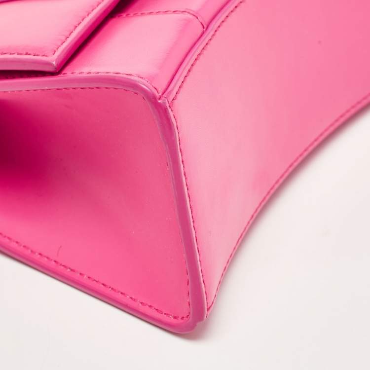 Pre Owned Balenciaga Pink Leather XS Hourglass Top Handle Bag