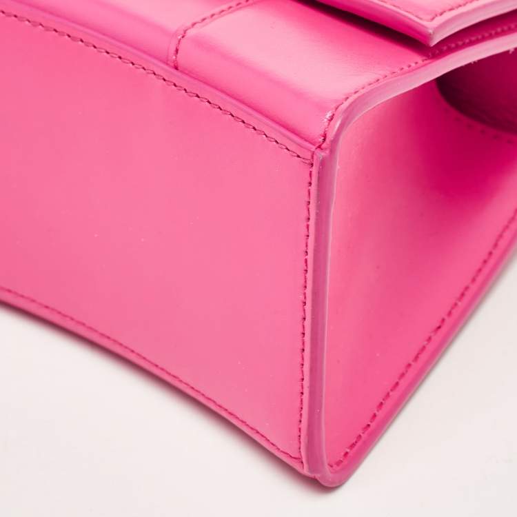 Pre Owned Balenciaga Pink Leather XS Hourglass Top Handle Bag