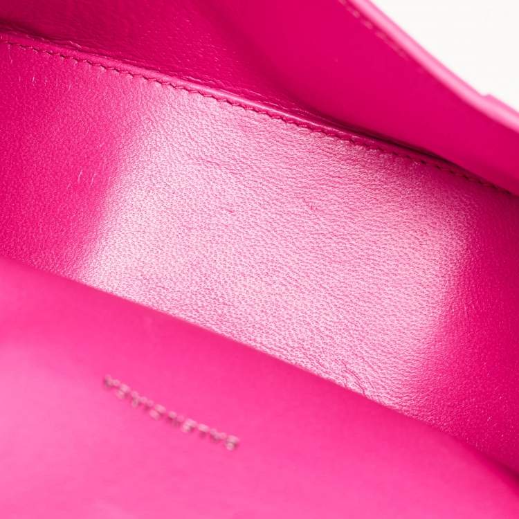 Pre Owned Balenciaga Pink Leather XS Hourglass Top Handle Bag