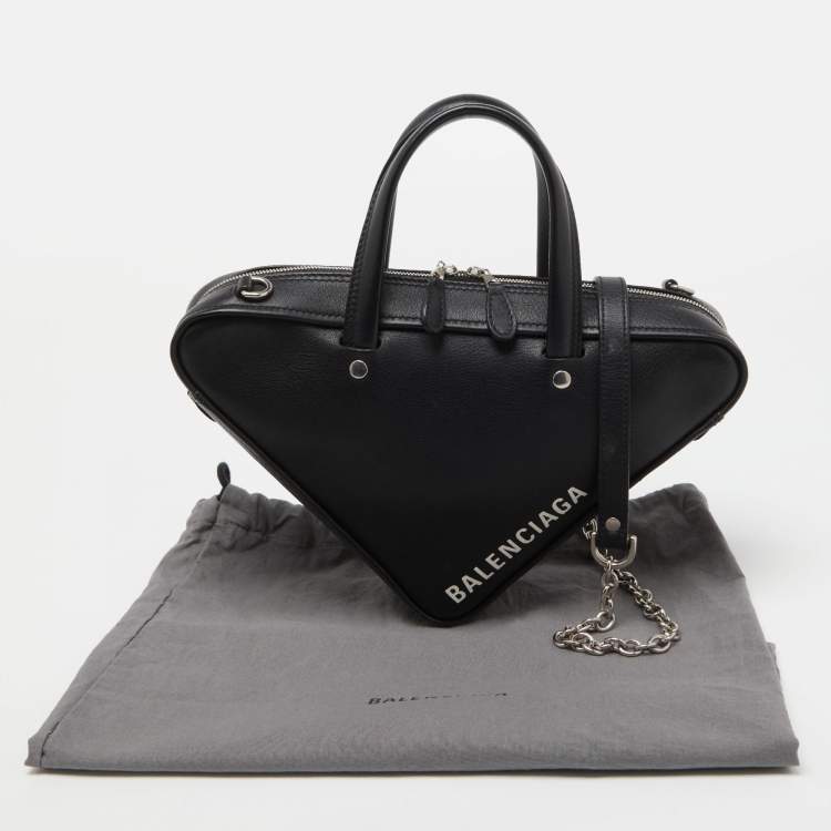 Pre Owned Balenciaga Black Leather XS Triangle Duffle Bag