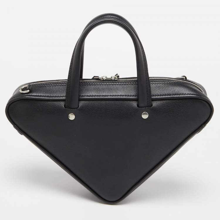 Pre Owned Balenciaga Black Leather XS Triangle Duffle Bag