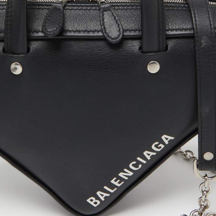 Pre Owned Balenciaga Black Leather XS Triangle Duffle Bag