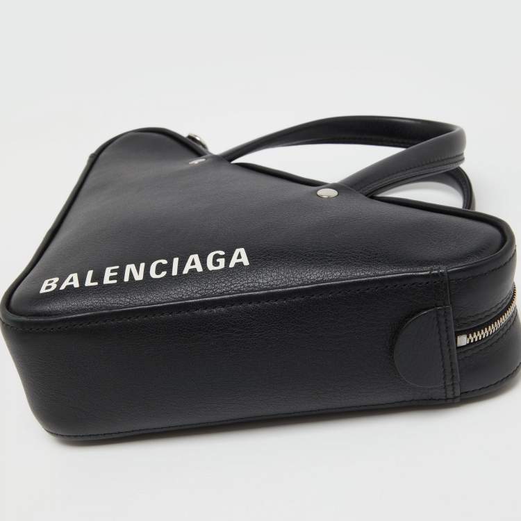 Pre Owned Balenciaga Black Leather XS Triangle Duffle Bag