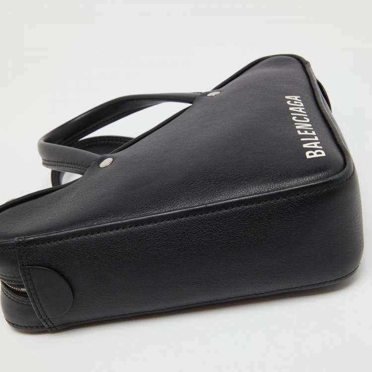 Pre Owned Balenciaga Black Leather XS Triangle Duffle Bag