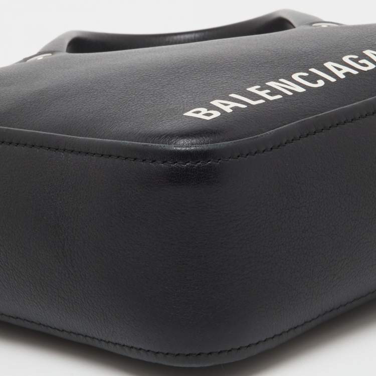 Pre Owned Balenciaga Black Leather XS Triangle Duffle Bag
