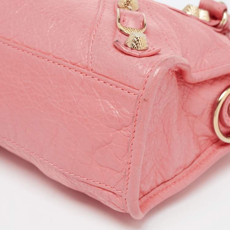 Pre Owned Balenciaga Coral Pink Leather Mini Classic City Bag