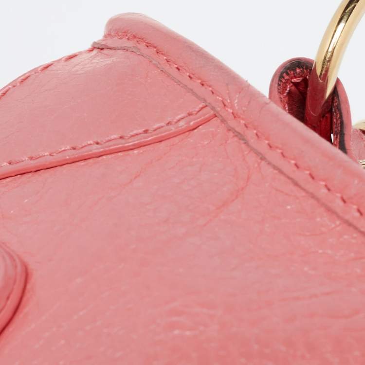 Pre Owned Balenciaga Coral Pink Leather Mini Classic City Bag