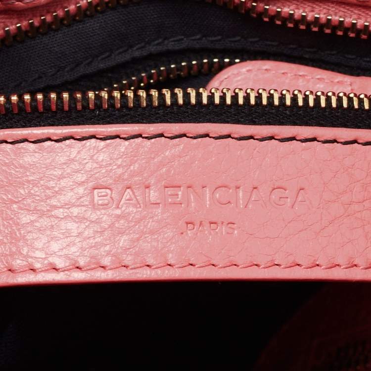 Pre Owned Balenciaga Coral Pink Leather Mini Classic City Bag