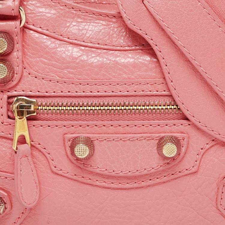 Pre Owned Balenciaga Coral Pink Leather Mini Classic City Bag