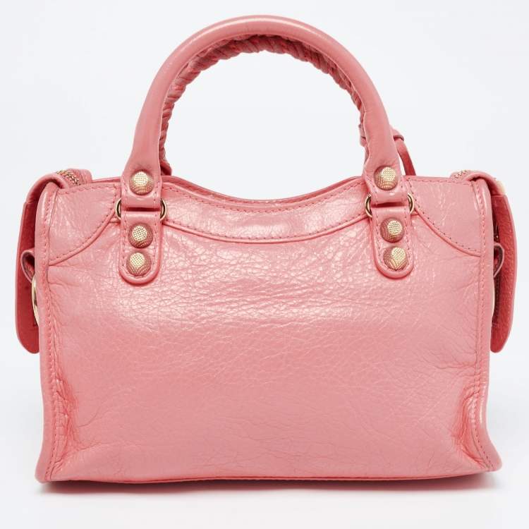 Pre Owned Balenciaga Coral Pink Leather Mini Classic City Bag
