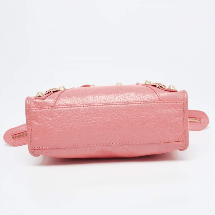 Pre Owned Balenciaga Coral Pink Leather Mini Classic City Bag