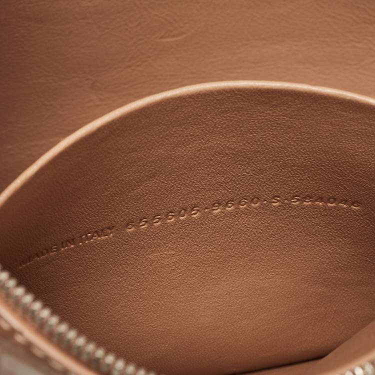 Pre Owned Balenciaga Beige Croc Embossed Leather Wristlet Pouch