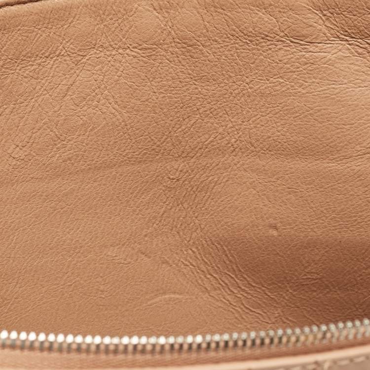 Pre Owned Balenciaga Beige Croc Embossed Leather Wristlet Pouch