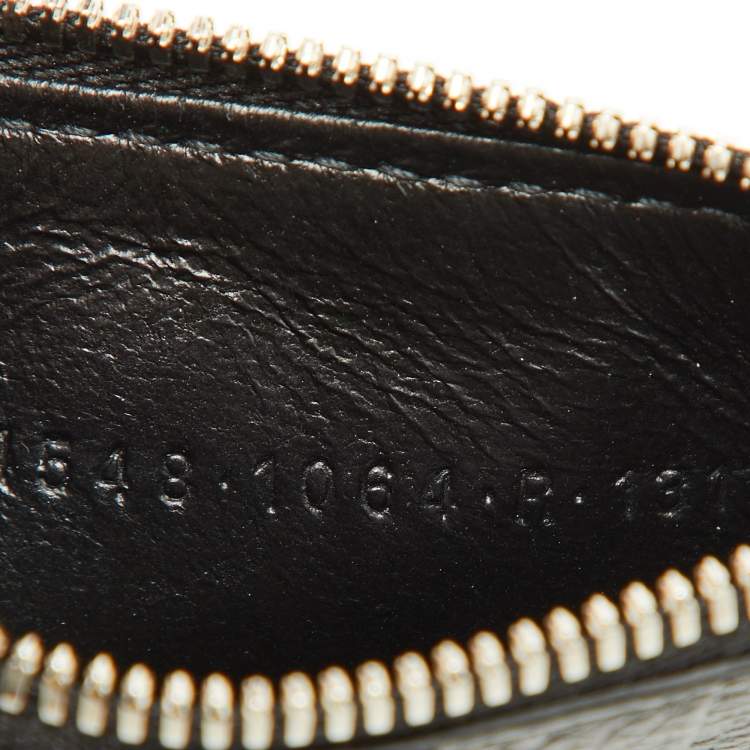 Pre Owned Balenciaga Black/Blue Leather Zip Card Holder with Strap
