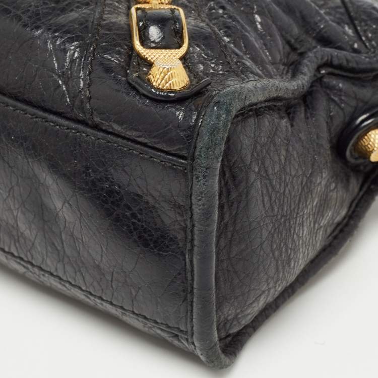 Pre Owned Balenciaga Black Leather Mini RH Classic City Bag
