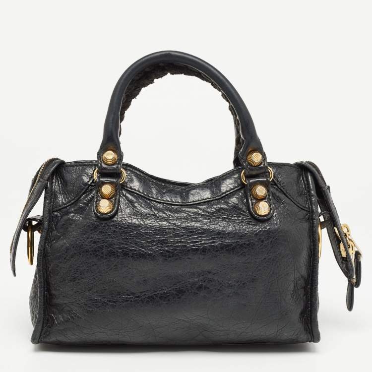 Pre Owned Balenciaga Black Leather Mini RH Classic City Bag