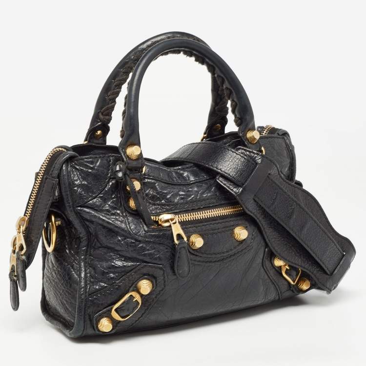 Pre Owned Balenciaga Black Leather Mini RH Classic City Bag