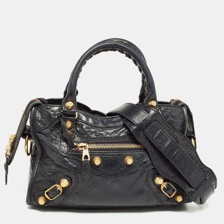 Pre Owned Balenciaga Black Leather Mini RH Classic City Bag
