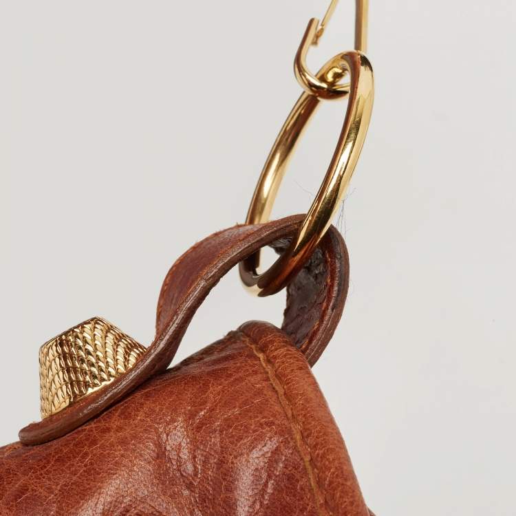 Pre Owned Balenciaga Brown Leather Mini GGH PomPon Bag
