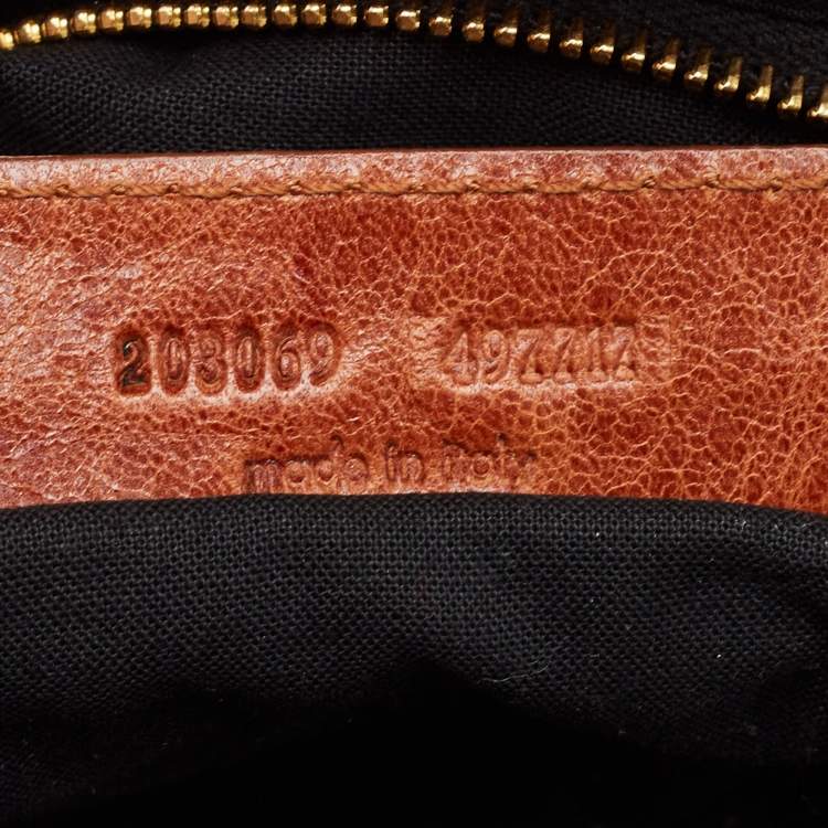 Pre Owned Balenciaga Brown Leather Mini GGH PomPon Bag