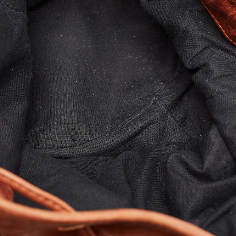 Pre Owned Balenciaga Brown Leather Mini GGH PomPon Bag