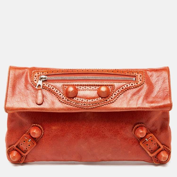 Pre Owned Balenciaga Authomne Leather Giant Brogues Covered 21 Clutch