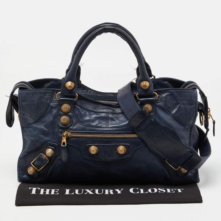 Pre Owned Balenciaga Bleu Persian Leather GGH Part Time Tote
