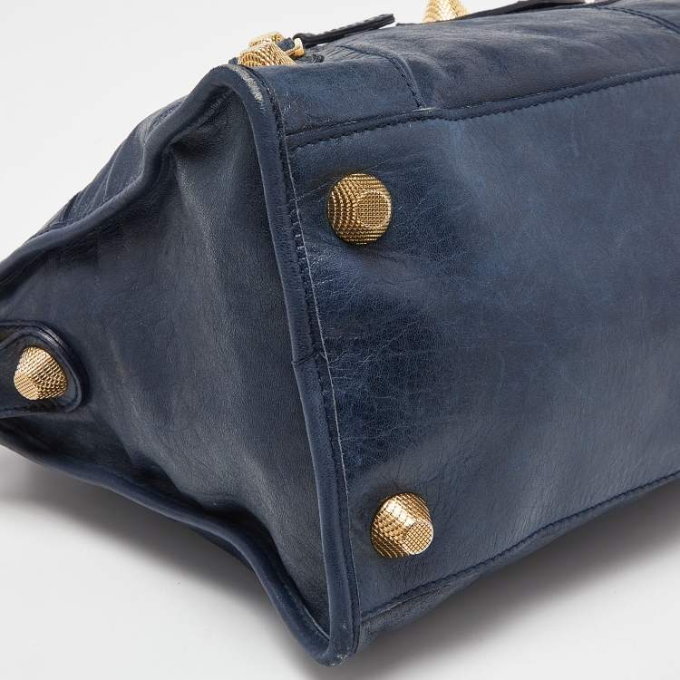 Pre Owned Balenciaga Bleu Persian Leather GGH Part Time Tote