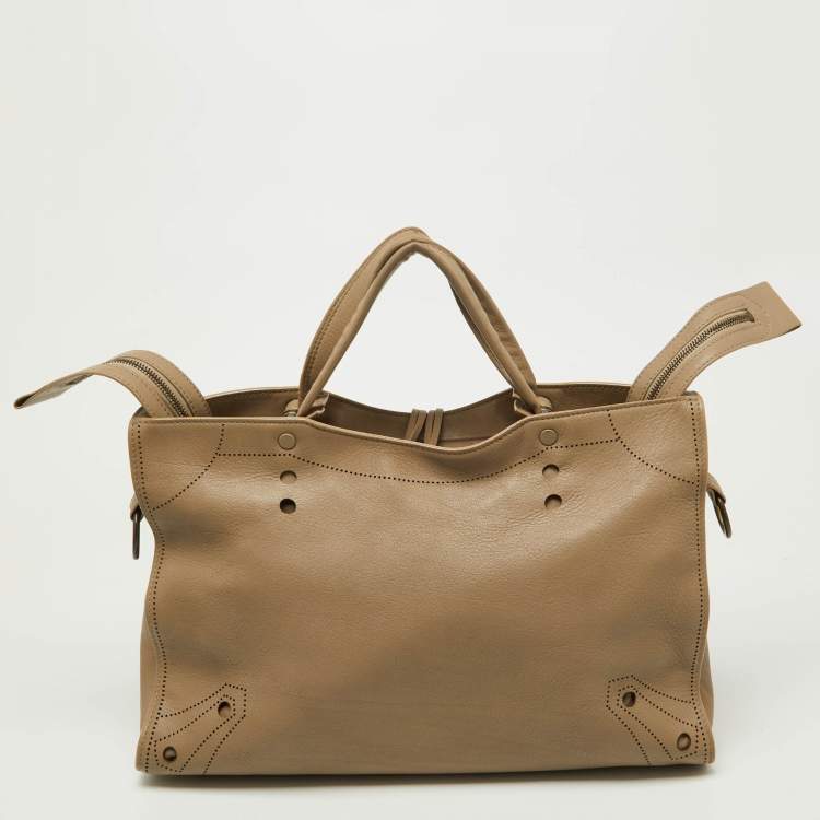 Pre Owned Balenciaga Gris Glace Leather Blackout Classic City Bag
