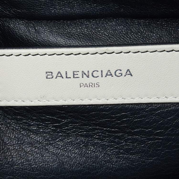 Pre Owned Balenciaga Off White/Black Shearling Logo Zip Pouch