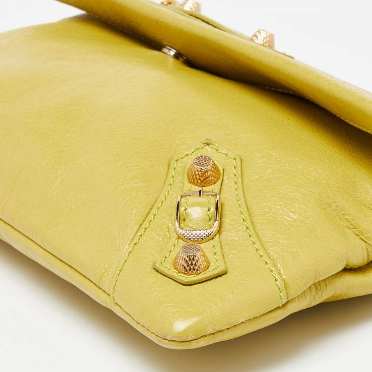 Pre Owned Balenciaga Curry Leather RH Envelope Strap Clutch