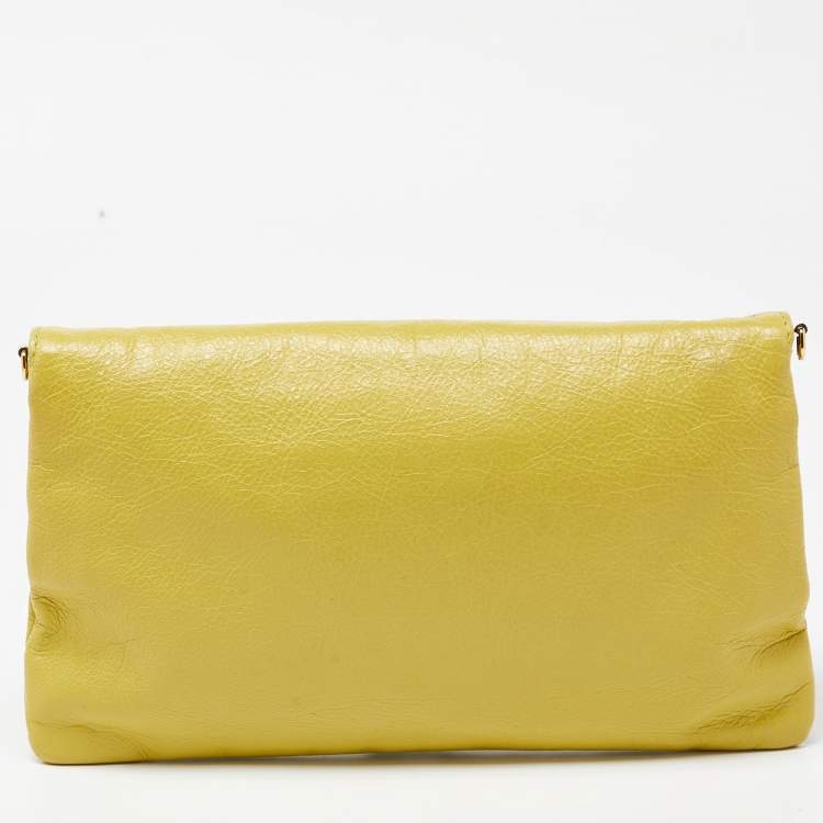 Pre Owned Balenciaga Curry Leather RH Envelope Strap Clutch