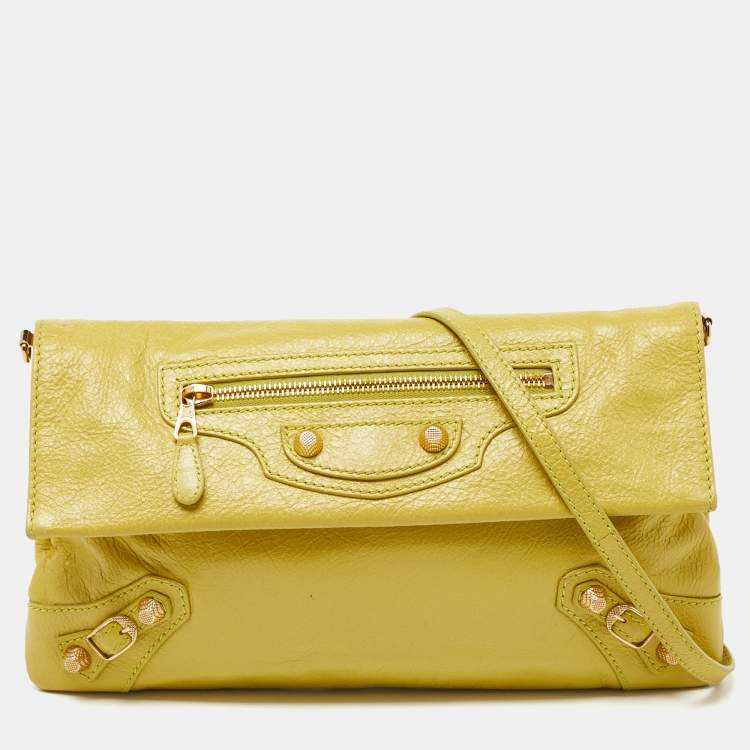 Pre Owned Balenciaga Curry Leather RH Envelope Strap Clutch