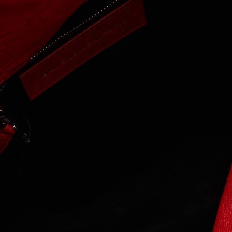 Pre Owned Balenciaga Red Leather Convertible Bracelet Bag
