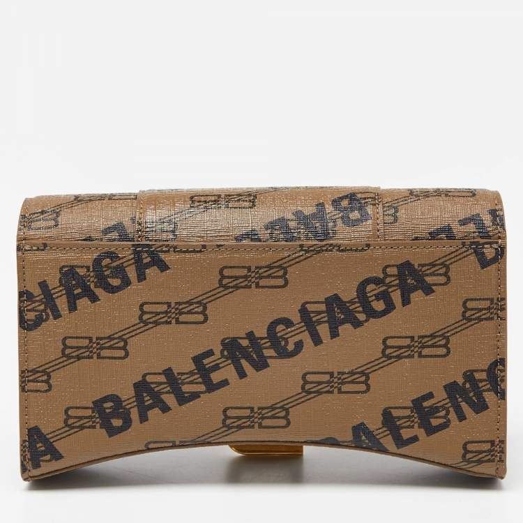 Pre Owned Balenciaga Beige/Black BB Monogram Leather XS Hourglass Bag