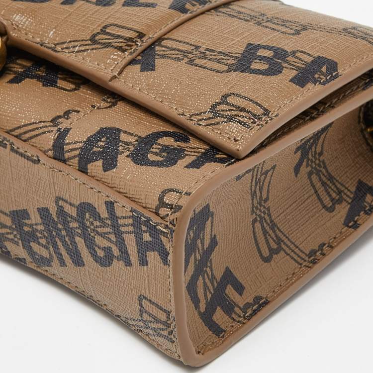 Pre Owned Balenciaga Beige/Black BB Monogram Leather XS Hourglass Bag