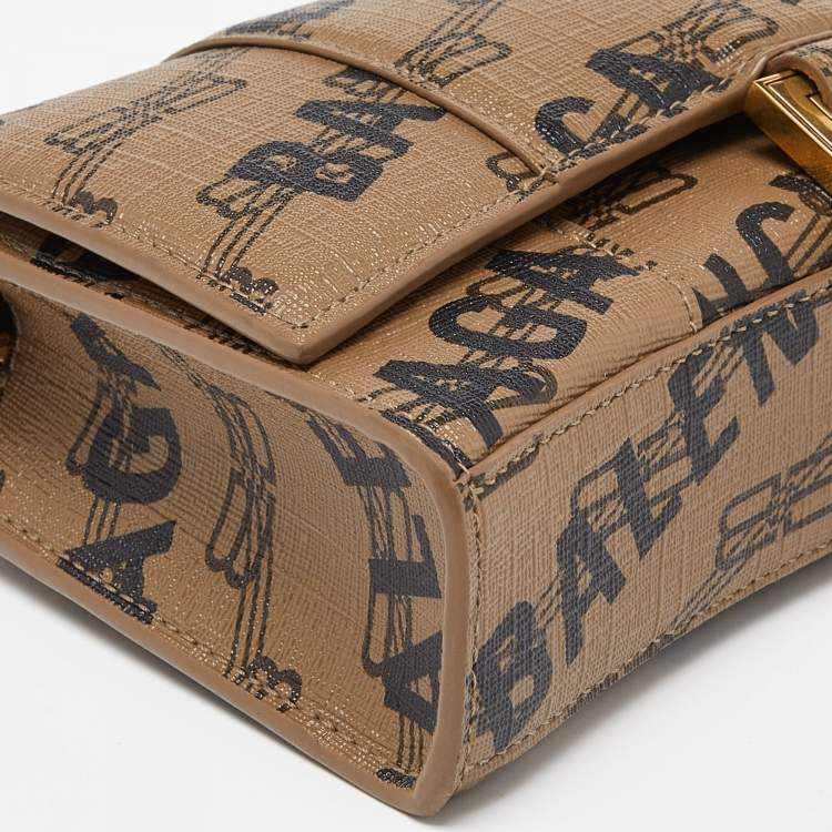 Pre Owned Balenciaga Beige/Black BB Monogram Leather XS Hourglass Bag