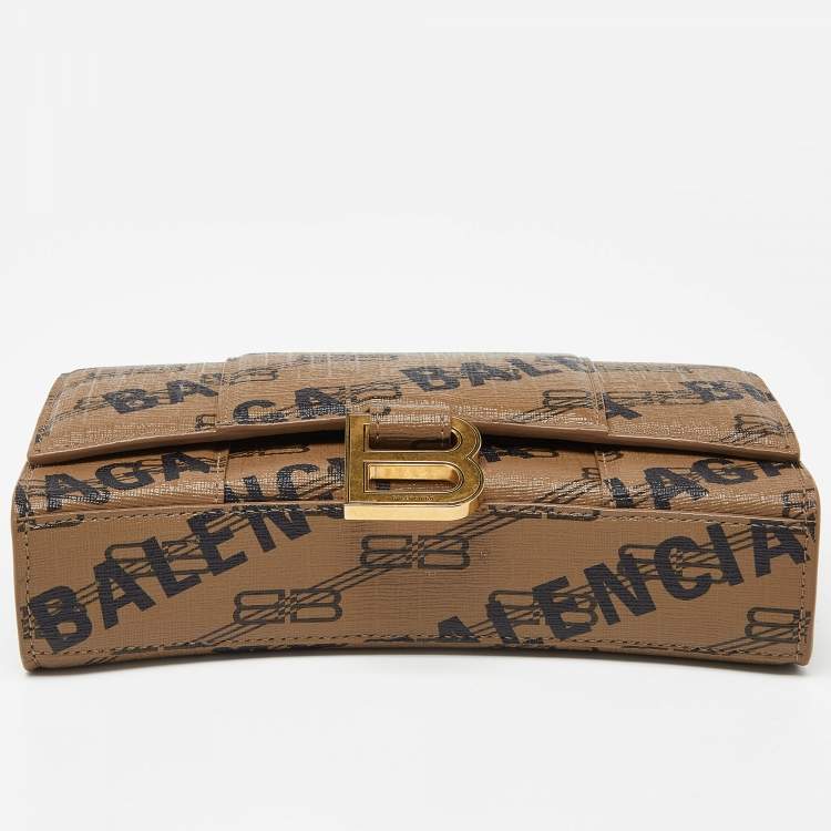 Pre Owned Balenciaga Beige/Black BB Monogram Leather XS Hourglass Bag