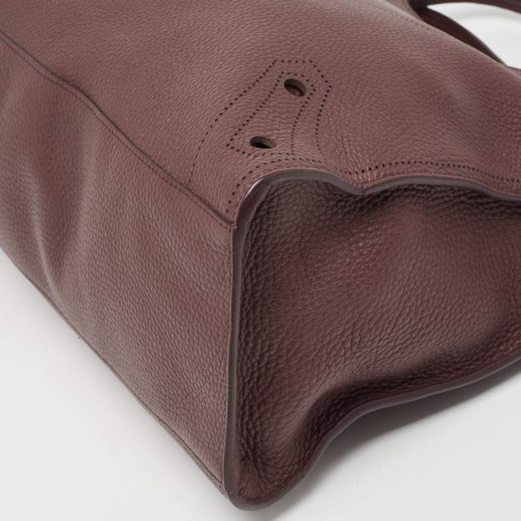 Pre Owned Balenciaga Burgundy Leather Blackout Classic City Bag