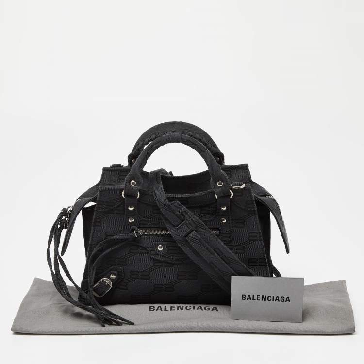 Pre Owned Balenciaga Black BB Monogram Canvas XS Neo Cagole Bag