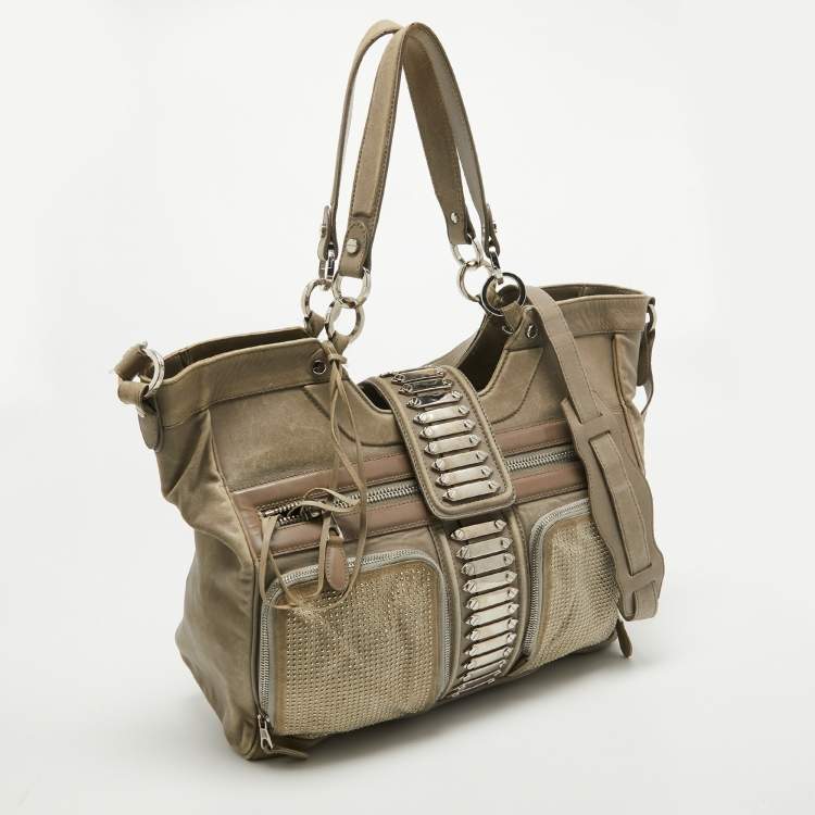 Pre Owned Balenciaga Beige Leather Studded Sac Clous Motorcycle Bag