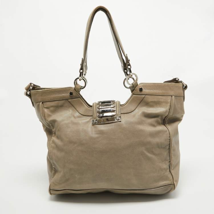 Pre Owned Balenciaga Beige Leather Studded Sac Clous Motorcycle Bag