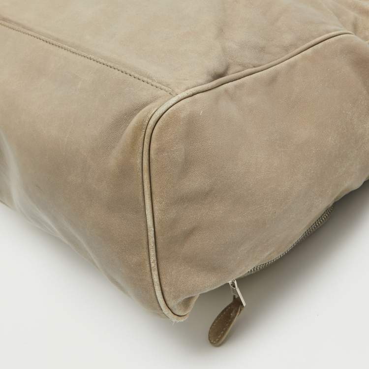 Pre Owned Balenciaga Beige Leather Studded Sac Clous Motorcycle Bag